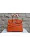 Hermes Kelly 35cm Handle Bag Orange Ostrich Leather Silver Replica