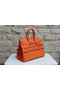 Hermes Kelly 35cm Handle Bag Orange Ostrich Leather Silver Replica