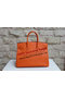 Hermes Kelly 35cm Handle Bag Orange Ostrich Leather Silver Replica