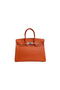 Hermes Kelly 35cm Handle Bag Orange Ostrich Leather Silver Replica