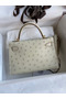 Hermes Kelly Mini II Sellier Handmade Bag In Beton Ostrich Leather Replica