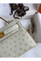 Hermes Kelly Mini II Sellier Handmade Bag In Beton Ostrich Leather Replica
