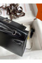 Hermes Kelly Mini II Sellier Handmade Bag In Black Box Calfskin Replica