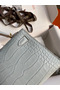Hermes Kelly Mini II Sellier Handmade Bag In Blue Glacier Matte Alligator Leather Replica