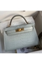 Hermes Kelly Mini II Sellier Handmade Bag In Blue Glacier Matte Alligator Leather Replica