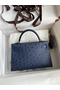 Hermes Kelly Mini II Sellier Handmade Bag In Blue Iris Ostrich Leather Replica