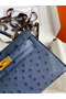 Hermes Kelly Mini II Sellier Handmade Bag In Blue Iris Ostrich Leather Replica