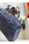 Hermes Kelly Mini II Sellier Handmade Bag In Blue Iris Ostrich Leather Replica