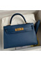 Hermes Kelly Mini II Sellier Handmade Bag In Deep Blue Epsom Calfskin Replica