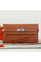 Hermes Kelly Original Saffiano Leather Bi-Fold Wallet A708 Camel Replica