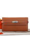 Hermes Kelly Original Saffiano Leather Bi-Fold Wallet A708 Camel Replica