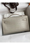 Hermes Kelly Pochette Handmade Bag In Beton Matte Alligator Leather Replica