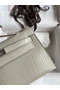 Hermes Kelly Pochette Handmade Bag In Beton Matte Alligator Leather Replica