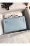 Hermes Kelly Pochette Handmade Bag In Blue Brume Swift Calfskin Replica
