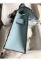 Hermes Kelly Pochette Handmade Bag In Blue Brume Swift Calfskin Replica