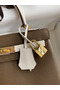 Hermes Kelly Retourne 25 Bicolor Bag in Taupe and Craie Clemence Calfskin Replica