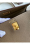 Hermes Kelly Retourne 25 Bicolor Bag in Taupe and Craie Clemence Calfskin Replica
