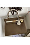 Hermes Kelly Retourne 25 Bicolor Bag in Taupe and Craie Clemence Calfskin Replica