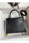 Hermes Kelly Sellier 25 Handmade Bag In Black Crocodile Niloticus Matte Skin Replica