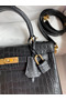 Hermes Kelly Sellier 25 Handmade Bag In Black Crocodile Niloticus Matte Skin Replica