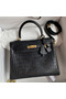 Hermes Kelly Sellier 25 Handmade Bag In Black Crocodile Niloticus Matte Skin Replica