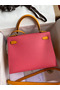 Hermes Kelly Sellier 28 Bicolor Bag in Rose Lipstick and Yellow Epsom Calfskin Replica