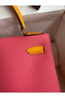 Hermes Kelly Sellier 28 Bicolor Bag in Rose Lipstick and Yellow Epsom Calfskin Replica
