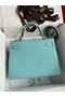 Hermes Kelly Sellier 28 Handmade Bag In Blue Atoll Epsom Calfskin Replica