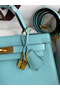 Hermes Kelly Sellier 28 Handmade Bag In Blue Atoll Epsom Calfskin Replica