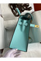 Hermes Kelly Sellier 28 Handmade Bag In Blue Atoll Epsom Calfskin Replica