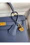 Hermes Kelly Sellier 28 Handmade Bag In Blue Saphir Epsom Calfskin Replica