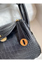 Hermes Mini Lindy Handmade Bag In Black Matte Alligator Leather Replica