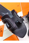 Hermes Oran Sandals In Black Leather With Stitched Detail Replica