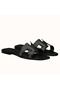 Hermes Oran Sandals In Black Leather With Stitched Detail Replica