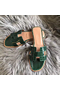 Hermes Oran Sandals In Green Shiny Niloticus Crocodile Replica