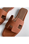 Hermes Oran Slide Sandals In Gold Clemence Leather Replica