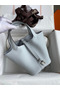 Hermes Picotin Lock 18 Handmade Bag in Blue Brume Clemence Leather Replica