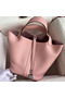 Hermes Picotin Lock 22 Handmade Bag in Pink Clemence Leather Replica