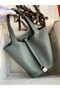 Hermes Picotin Lock 22 Handmade Bag in Vert Amande Clemence Leather Replica