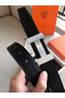 Hermes Quizz 32mm Reversible Belt In Blue Clemence Leather Replica