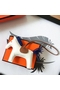 Hermes Rodeo Horse Bag Charm In White/Camarel/Blue Leather Replica