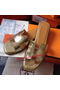 Hermes Slipper Calfskin Leather HO0476 Gold Replica