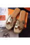 Hermes Slipper Calfskin Leather HO0476 Gold Replica