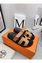Hermes Women's Chypre Sandals In Brown Calfskin Replica