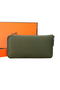 Hermes Zipper Wallet Grainy Leather A309 Dark Green Replica