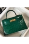 Hermes Kelly Mini II Bag In Green Embossed Crocodile Leather Replica