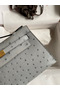 Hermes Kelly Pochette Handmade Bag In Blue Glacier Ostrich Leather Replica