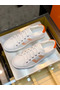 Hermes Men's Avantage Sneakers In White/Orange Calfskin Replica
