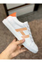 Hermes Men's Avantage Sneakers In White/Orange Calfskin Replica