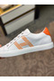 Hermes Men's Avantage Sneakers In White/Orange Calfskin Replica